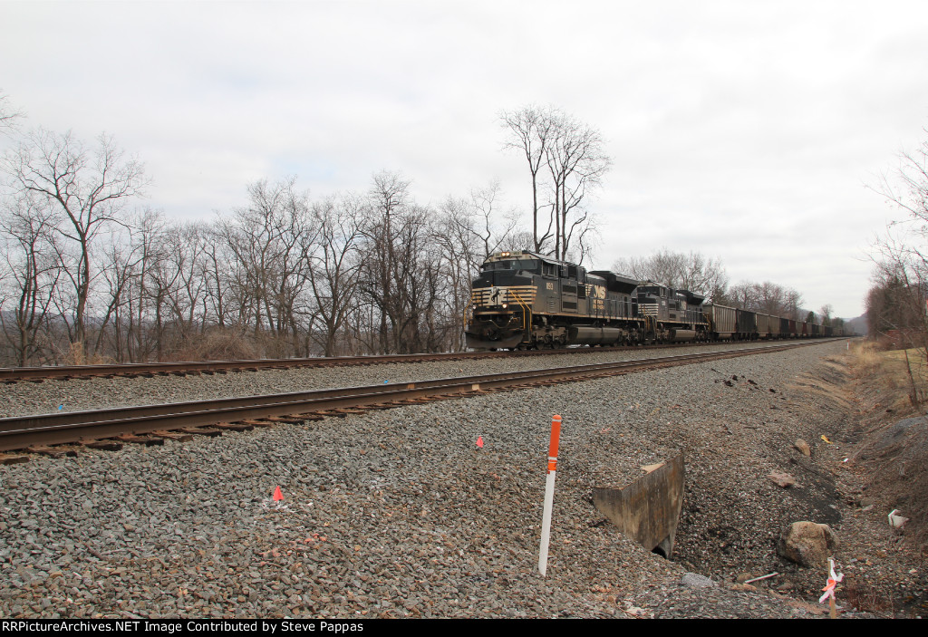 NS 1193 leads train 597 with coal empties